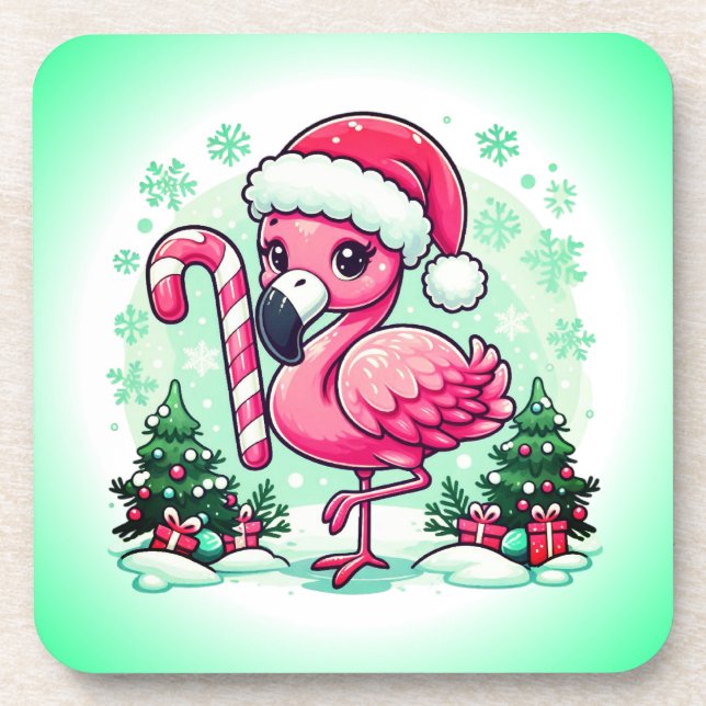 Christmas Flamingo Sublimation Clipart-30424 Coaster (Front)