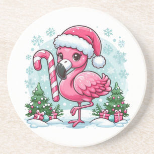 Christmas Flamingo Sublimation Clipart Coaster