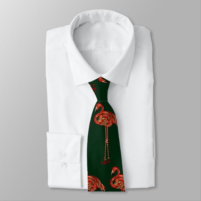 Christmas Flamingo Tie (Tied)