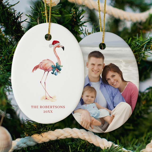 Christmas Flamingo Tropical Beach Ceramic Tree Decoration (Creator Uploaded)