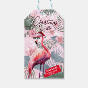 Christmas Flamingo Tropical Lights Gift Tags