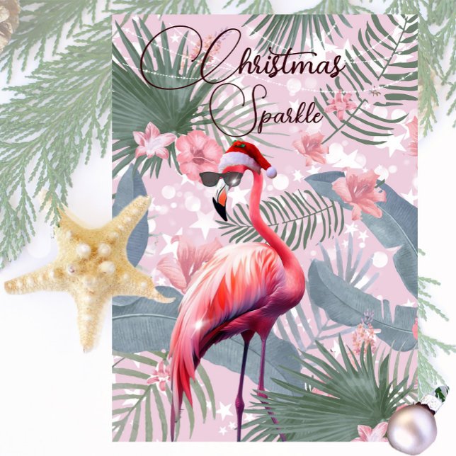 Christmas Flamingo Tropical Lights Greeting Card (Creator Uploaded)