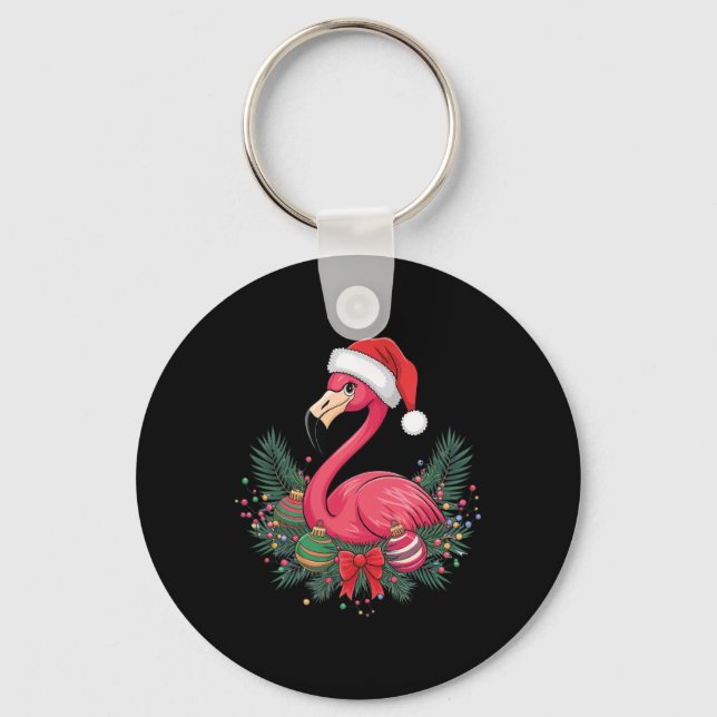 Christmas Flamingo Winter  Key Ring (Front)