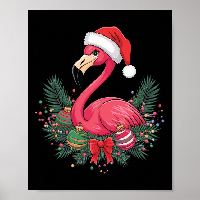 Christmas Flamingo Winter  Poster (Front)