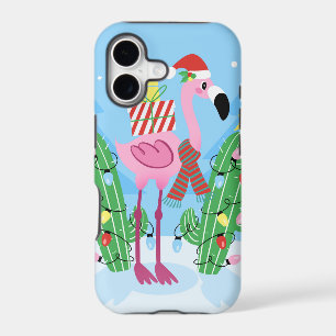 Christmas Flamingo with Cactus