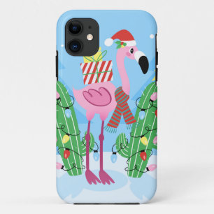 Christmas Flamingo with Cactus Case-Mate iPhone Case