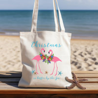 Christmas Flamingos By the Sea Saying