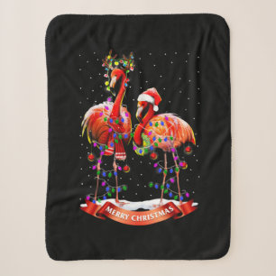 Christmas Flamingos Classic Sherpa Blanket