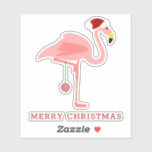 Christmas Flamingos Illustration<br><div class="desc">Christmas pink flamingo with Santa hat and merry Christmas text.</div>