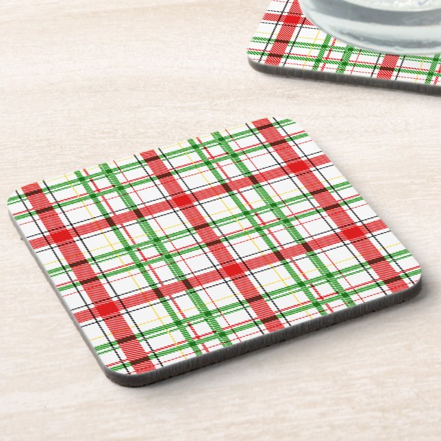 Christmas Flannel Plaid Tartan Design - White  Coaster (Creator Uploaded)