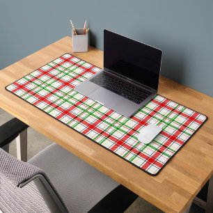 Christmas Flannel Plaid Tartan Design - White Desk Mat
