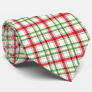 Christmas Flannel Plaid Tartan Design - White  Tie