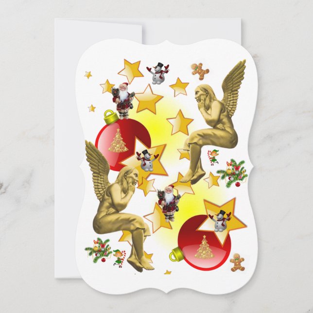 Christmas Flat Greeting Card, Christmas Angel Card (Front)