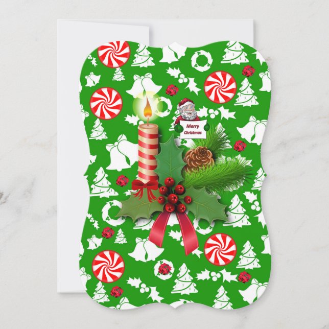Christmas Flat Greeting Card, Christmas Candle Card (Front)