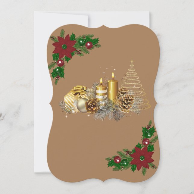 Christmas Flat Greeting Card, Christmas Candle Card (Front)