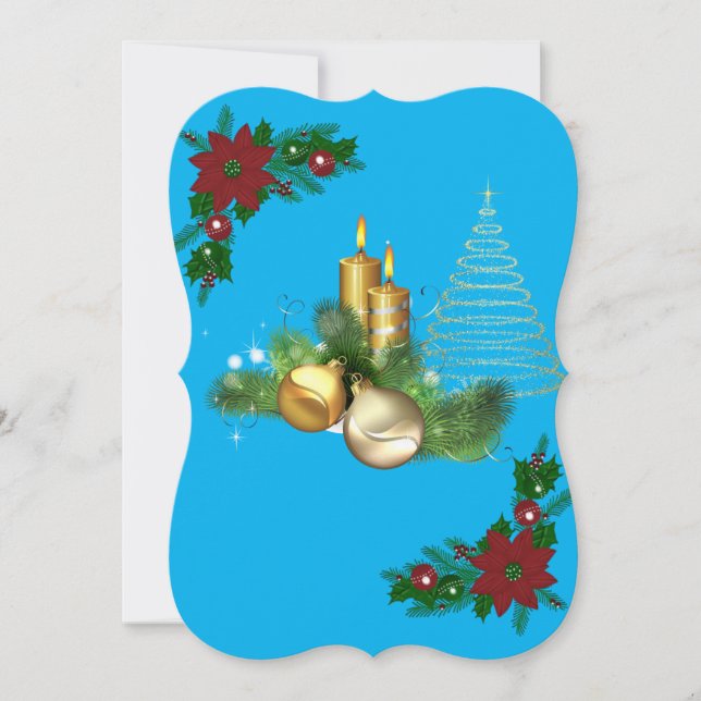Christmas Flat Greeting Card, Christmas Candle Card (Front)