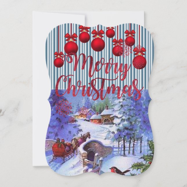 Christmas Flat Greeting Card, Merry Christmas Card (Front)
