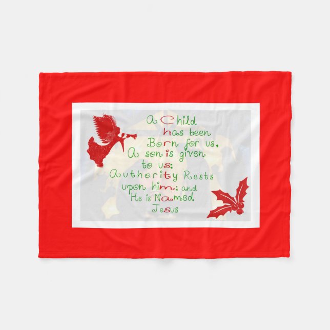 Christmas Fleece Blanket/A Child is Born Blanket (Front (Horizontal))