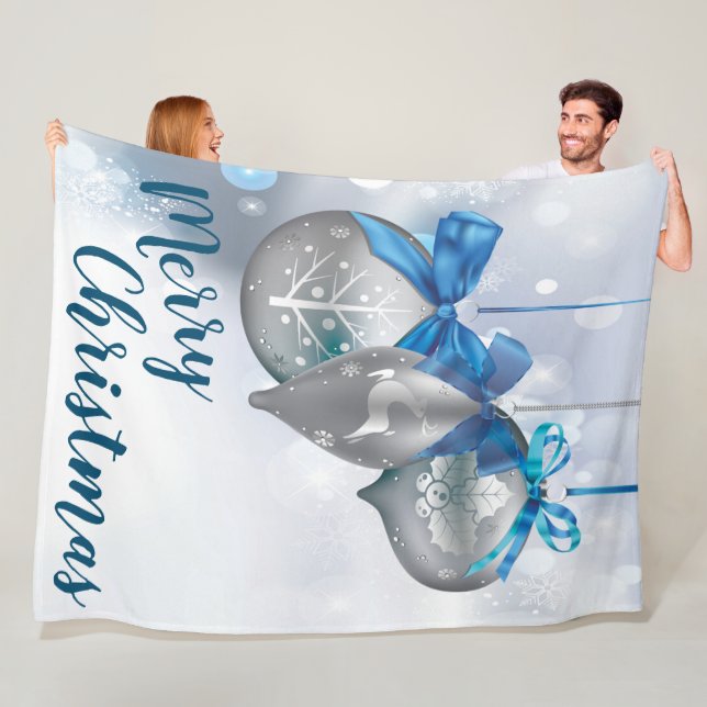 Christmas Fleece Throw Ornaments Winter Snowflake (In Situ)