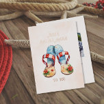 Christmas Flip Flop Hawaiian Way<br><div class="desc">Mele KalikiMaka is the Hawaiian way of saying Merry Christmas,  and it wouldn't be the same without two,  beautiful,  watercolor flip flops adorned with snowflakes,  mistletoes,  beach backdrop,  and red white candy cane stripes.  Real foil text on front,  and photo template on back.</div>