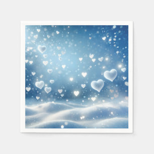 Christmas Floating Snow Hearts  Napkin