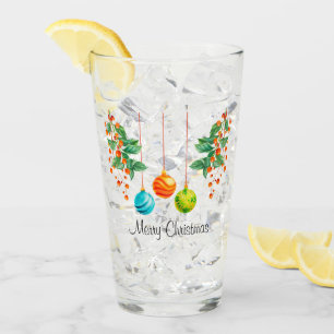 Christmas Floral And Ornaments Glass