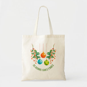 Christmas Floral And Ornaments Tote Bag