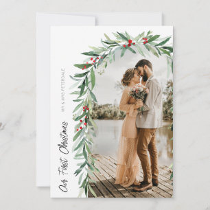 christmas floral arch holiday wedding announcement