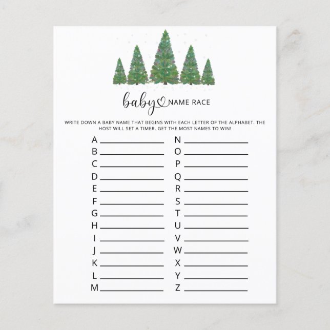 Christmas floral baby name race game (Front)