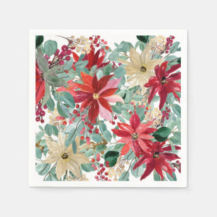 Christmas Floral Bird Art Napkin