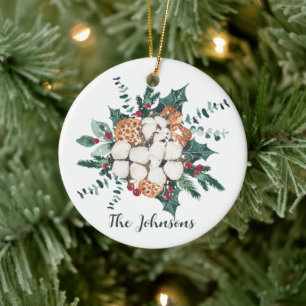 Christmas Floral Bouquet  Ceramic Tree Decoration
