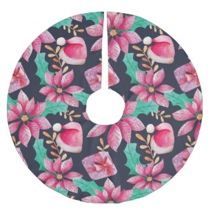 Christmas Floral Brushed Polyester Tree Skirt