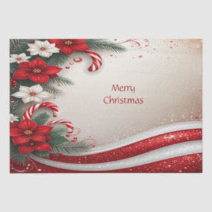 Christmas Floral Candy Canes Holiday Tissue Paper