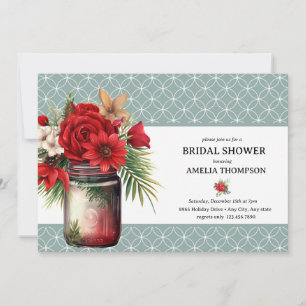 Christmas Floral Christmas Bridal Shower Invitation
