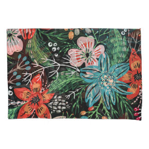 Christmas Floral Colourful Pattern Pillowcase