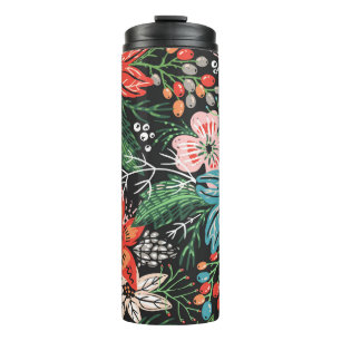 Christmas Floral Colourful Pattern Thermal Tumbler