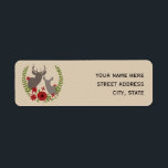 Christmas Floral Deer Address Label<br><div class="desc">Christmas address labels featuring an illustration of the busts of a buck and doe surrounded by red flowers,  holly,  and greenery.  Personalise with your name and address.</div>