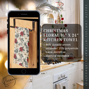 Christmas Floral Design Kitchen Towels
