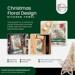 Christmas Floral Design Kitchen Towels
