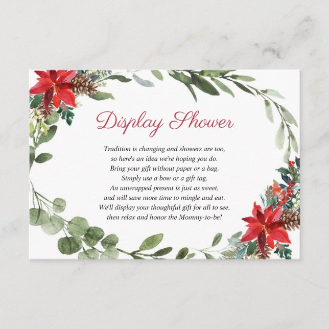Christmas floral display shower baby shower enclosure card (Front)