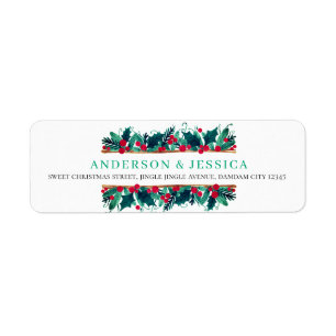 Christmas Floral Elegant Couple Return Address