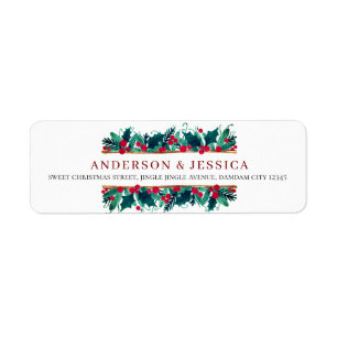 Christmas Floral Elegant Couple Return Address