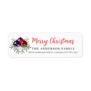 Christmas Floral Elegant Simple Return Address