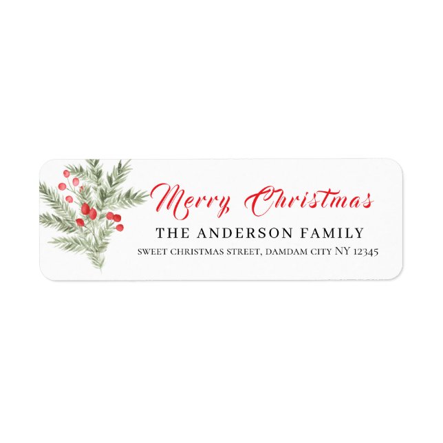 Christmas Floral Elegant Simple Return Address (Front)