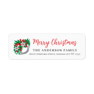 Christmas Floral Elegant Simple Return Address