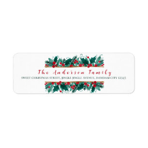 Christmas Floral Elegant Simple Return Address