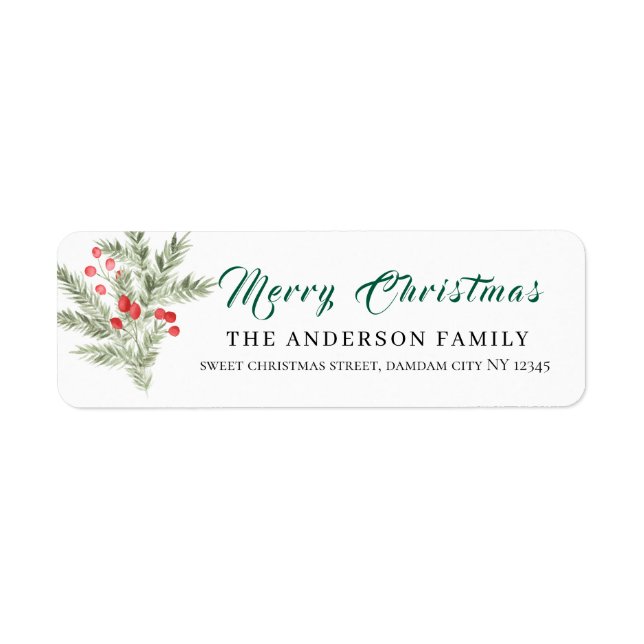 Christmas Floral Elegant Simple Return Address (Front)