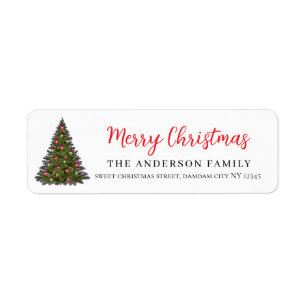Christmas Floral Elegant Simple Return Address