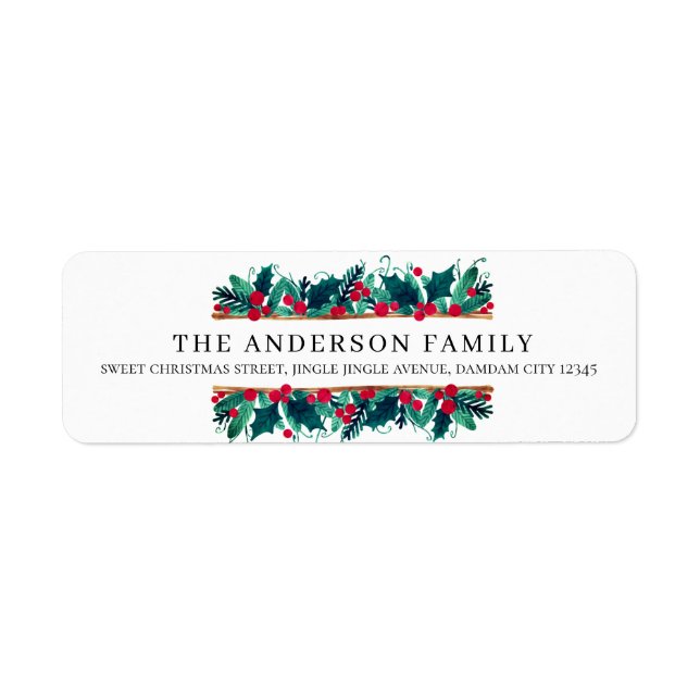 Christmas Floral Elegant Simple Return Address (Front)