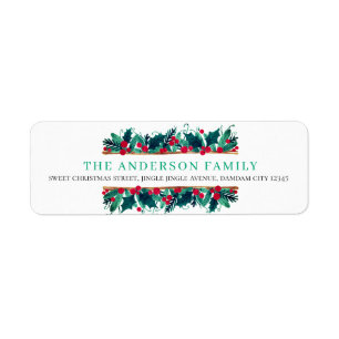 Christmas Floral Elegant Simple Return Address